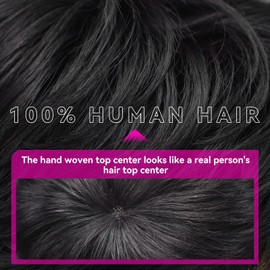 HAIRCUBE Pixie Cut Wigs for Women Pixie Cut Human Hair Wigs Short Remy Hair Black Color Short Black Layered Wavy Wigs (pixie cut wig, black 1B)