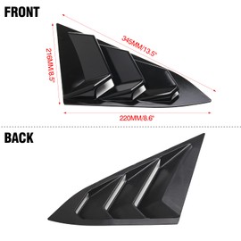 HTRACING for 10th Gen Civic Sedan Rear Side Window Louvers Air Vent Scoop Shades Cover Blinds Racing Style Compatible with Civic Sedan 2021 2020 2019 2018 2017 2016 (Bright Black)