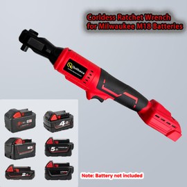 Cordless 3/8" Ratchet Wrench for Milwaukee 18V Battery, 74 Ft-lbs, 500RPM Variable Speed Trigger Brushless Ratchet Set with LED Light, 8 Sockets and Adapter(Battery not Included)
