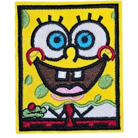 SPONGEBOB SQUARE PANTS TV SHOW CHARACTER YELLOW SPONGE IRON ON PATCH CARTOON
