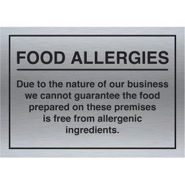 Food Allergy and Intolerances Safety Sign Notice Allergen A4 Silver 297 x 210mm