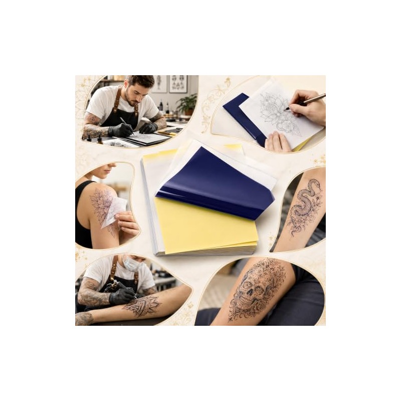50 Hojas Papel Hectografico Tattoo,Papel Transfer Térmico para Tatuaje