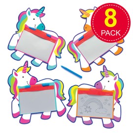 Baker Ross Rainbow Unicorn Magic Slates (Pack of 8) AW674, Magic Drawing Boards Perfect for Kids Party Bag Fillers or Gift Ideas