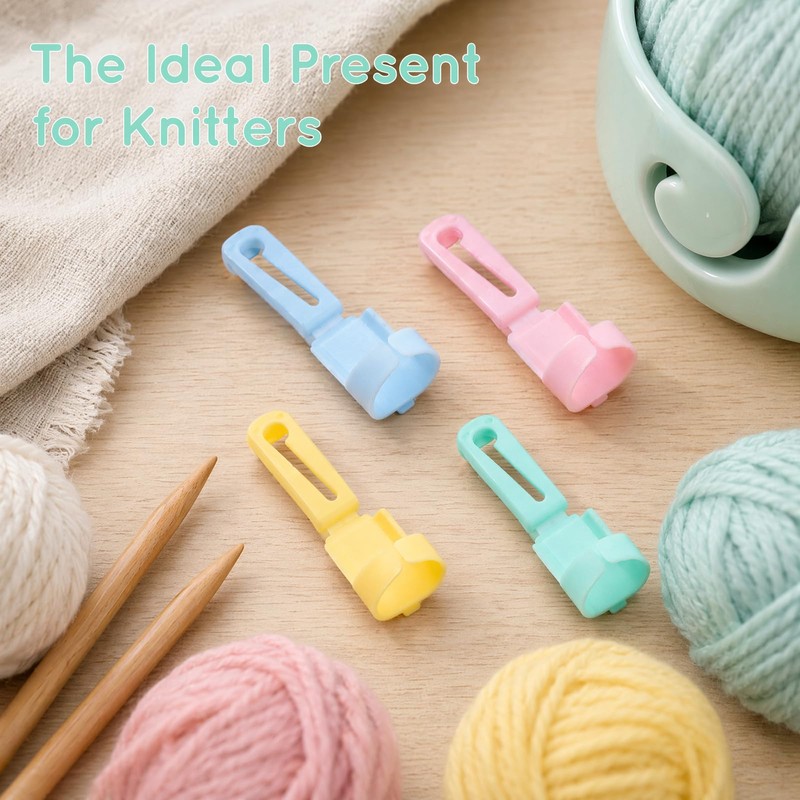 4PCS Yarn Guide Finger Holder Knitting Thimble Tool, Adjustable Plastic