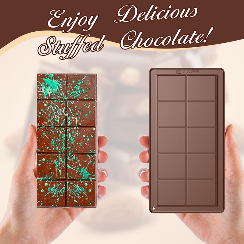 XIZIX Chocolate Bar Mold 2 Pack, Non-Stick Deep Dubai Chocolate