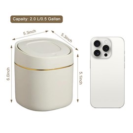 Soddeph - cubeta de basura de plástico con tapa, pequeño cubeta de basura de computadora para baño, oficina o cocina, papelera desplegable para mostrador, cambiador o mesa de centro (beige)