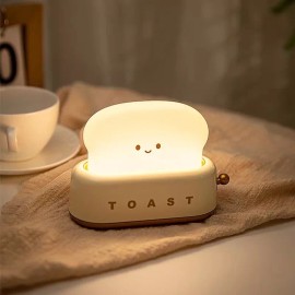 Unbranded Beige Toast Bread Lamp and Phone Holder, 3D Night Light, Cute Bedside Table Lamp
