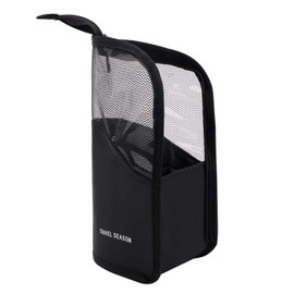 Makeup Brush Bag Multifunctional Makeup Brush Organiser Bag Half Clear Travel Makeup Brush Holder Waterproof Standing Zipper Cosmetic Brush Pouch Polyester Makeup Brush Case Pencil Case Pencil Box