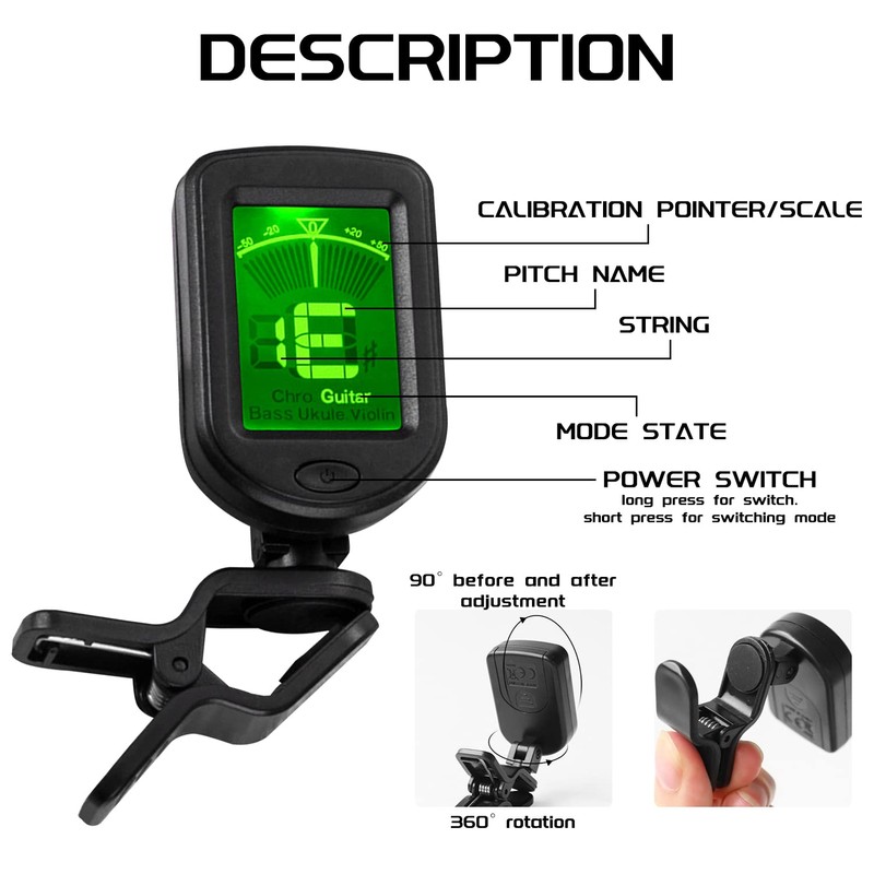 1 Piece Guitar Tuner, Guitar Capo, Electronic Tuner, Musical Instrument