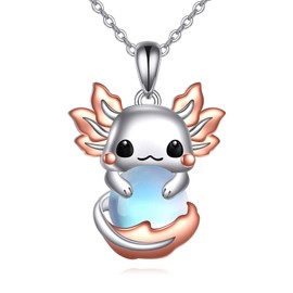 KQF Axolotl Necklace 925 Sterling Silver Axolotl Pendant Cute Animal Jewelry Gift for Women Teens