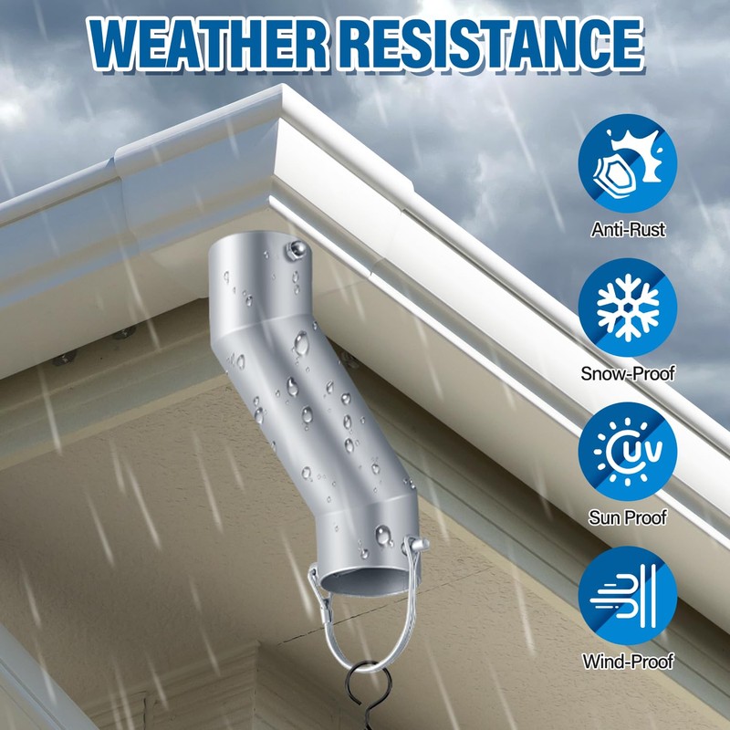 Tfro & Cile Rain Chain Gutter Adapter Silver Installation Suit
