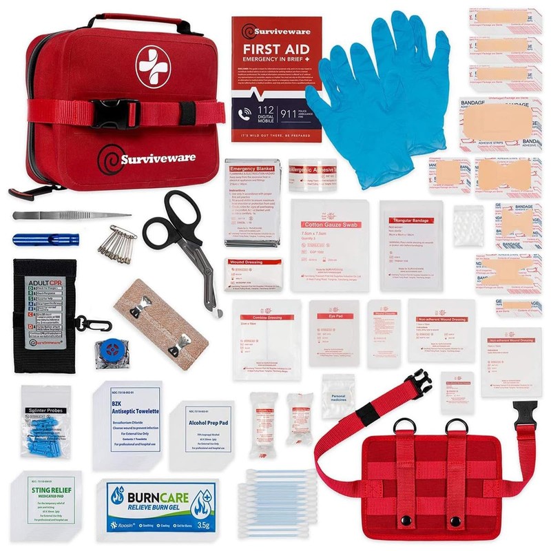 Surviveware Waterproof First Aid Kit - Survival Emergency Preparedness for