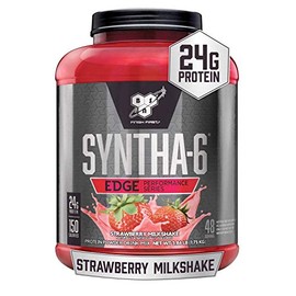 BSN SYNTHA-6 EDGE Protein Powder, with Hydrolyzed Whey, Micellar Casein, Milk Protein Isolate, Low Sugar, 24g Protein, Strawberry Milkshake, 48 Servings
