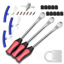 ANGNYA Tyre Lever Tyre Lever Assembly Lever Tool 3 Pieces Wheel Rim Protectors Tool Kit 10 Tyre Valve Caps and Caps Tool Set for Motorcycle Bicycle
