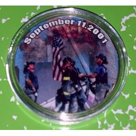 9/11 New York Firefighter Raising Flag Never Forgotten #246 Memorial Honor Challenge Coin