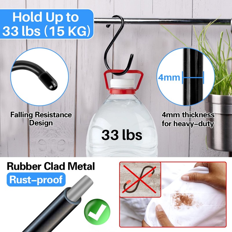 Antimbee 12 Pack Heavy Duty Large S Hooks, Rust-Free 5-1/2