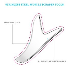 Stainless Steel Gua Sha Muscle Scraper Tool, Myofascial Scraping Tools for Physical Therapy, Facial Skin Care Scraping Massage Tool, Soft Tissue Massage Tool, IASTM Tools…
