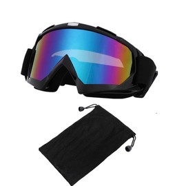 VILTAGE Ski Goggles, Storage Bag Included, Goggles, UV Protection, Snowboarding, Motorcycle, Skiing, Tactical Goggles, Storage Bag Included, Anti-Fog, 180° Wide Field of View (Rainbowmirror)