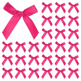 M METERXITY 50-Pack Mini Craft Ribbon Bow 1.6x1.6 Inch Checkered Fabric Satin Ribbon Bows Boutique for Craft DIY/Treat Bags/Hair Bow Sewing/Wedding/Birthday/Party/Christmas [Bright Red]