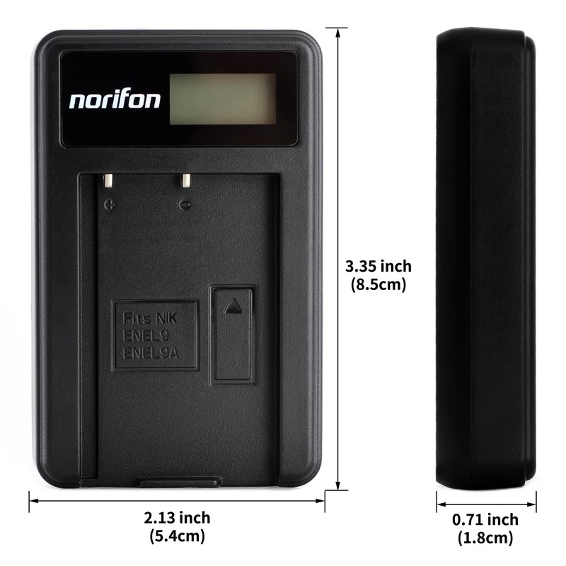 Norifon EN-EL9 LCD USB Charger for Nikon D3000, D40, D40x,