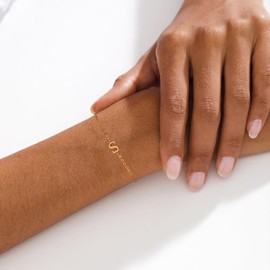 Kyerlyn Initial Bracelet for Women, Alphabet A-Z Adjustable Bracelets Tiny S 14K Gold Plated Charm Dainty Bracelets for Women Good Luck Meaning Fashion Everyday Jewelry Gift