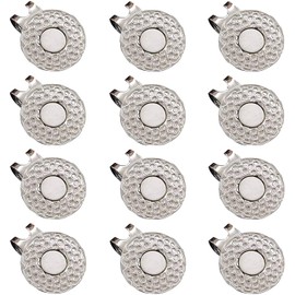 Golf Ball Marker Hat Clip Value 3/6/9/12 Pack, Magnetic Hat Clip Set Durable Removable Attaches Easily to Hats Caps Belt (12 Pack Metal Hat Clip)