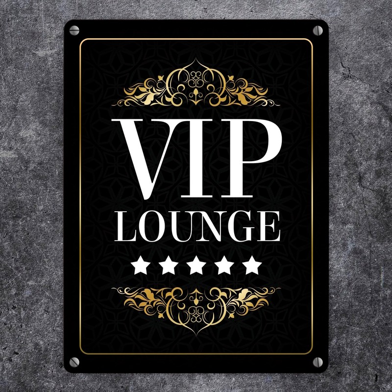 VIP Lounge Metal Sign with 5 Stars Motif Party Luxury