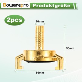 bowarepro Geka Coupling 3/8 Inch Quick Coupling Hose Piece Made of Brass, Geka Quick Coupling 3/8 Inch Hose Nozzle, System Geka Hose Piece with Nozzle 3/8 Inch (10 mm) Pack of 2