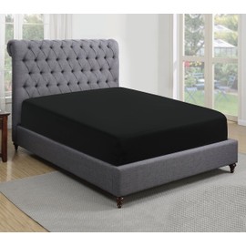 Sapphire collection 200 Thread Count 100% Egyptian Cotton Fitted Sheet (King, Black)