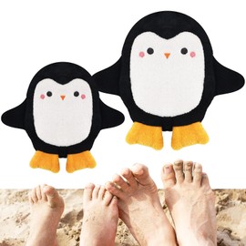 Blublu Park 2Pcs Sand Remover for Beach, Sand Removal Bag, Powder Pouches Sand Remover Beach Essentials for Vacation,Skin-Friendly, Beach Accessories, Must Haves, Gifts for Family (Penguins)