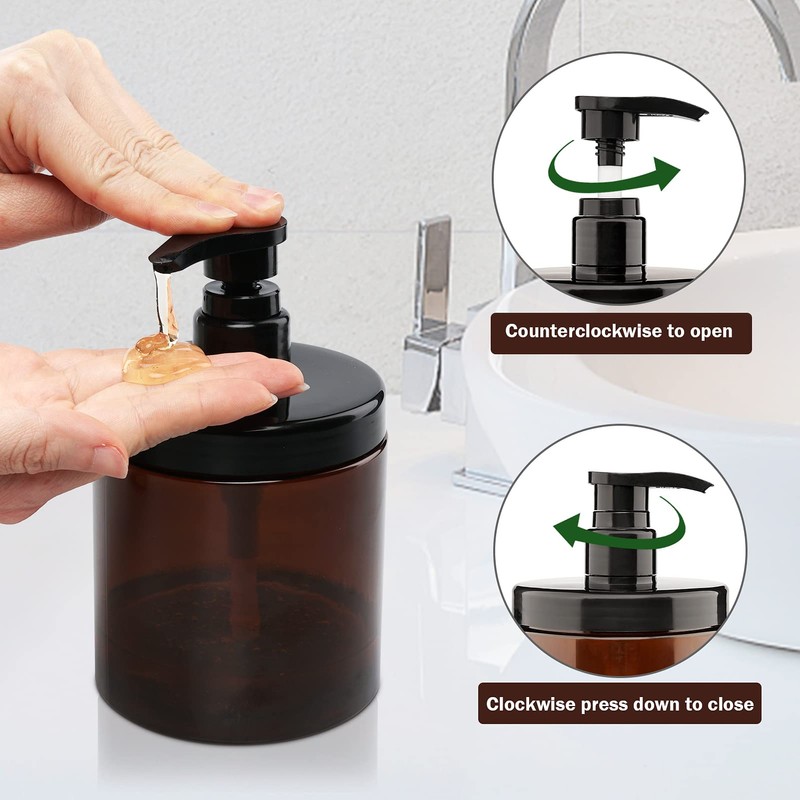Hethyo Pump Bottle Dispenser 3 Pcs 600ml/20oz Refillable Plastic Pump