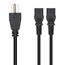 Strhowill Computer Power Splitter Cord,Monitor Power Cord,NEMA 5-15P to IEC320 2X C13 Y-Power Cable, C13 Splitter,Power Supply for 2 Devices at a time - UL Listed(6.5FT/2M, 5-15P to 2X C13)