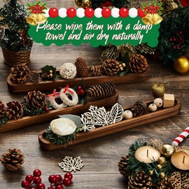 Thyle 8 Set Small Wooden Dough Bowls Rustic Wood Long Tray Decorative Long Wooden Bowl Accessories Wood Bowl Decor for Home Table Centerpiece Display Decoration, 12 x 1.8 x 1 Inch