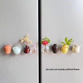 1/3 pcs Mini Ceramic Vase Fridge Magnet DIY Magnetic Decoration Valentine's Day/Birthday Gift | Home/Office Decoration (Various Styles) Yours:_Random one