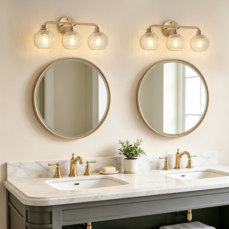 Watyo Bathroom Light Fixtures Gold Vanity Light 3 Light Wall