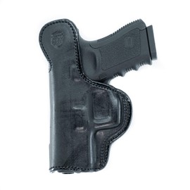 Maxx Carry Inside The Waistband Leather Holster Fits Glock 43. IWB Holster, Black, Right Hand Draw.