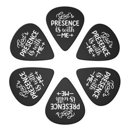 NEWWAVNO Guitar Picks 6-Pack Thin, Medium Heavy and Leather Key Chain Pick Holder Best Memorial Gifts for Acoustic Guitar Lovers (Christian Quotes, 0.71mm) (Bible Verse 2, 0.46mm)