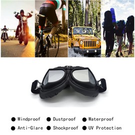 evomosa Vintage Motorcycle Goggles Anti Fog & Impact UV Protection Aviator Pilot Goggles,Fly Racing Riding Sand Dust Goggles for Adult