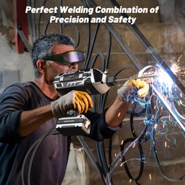 Portable Welding Machine 110V with Auto Darkening Goggles: Handheld IGBT Inverter ARC Welder Gun Stick Welder - 6 Variable Current Adjustment for 3/32"-1/8" Rods and DIY, Professional Use,Repair(Grey)