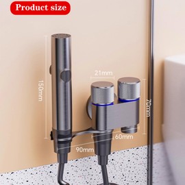 WILAOIYOOU Family Expenses Handheld Type Toilet Spray Gun Double Outlet Design Stainless Steel Flushing Spray Gun Bidets be Suitable for Toilet Balcony Washing Machine Cleaning Supplies