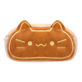 LJCZKA Pencil Case Animal Plush for Girls Boys Cute Pencil Case with Zip for School Office College, brown cat, pencil case