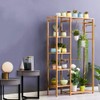 Ufine Bamboo Garment Rack 6 Tier Storage Shelves Clothes Hanging