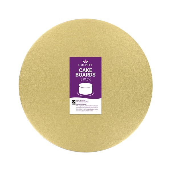 Culpitt 10" Double Thickness Cake Card, Pale Gold Boards, Cut Edge, 3mm Thick, 5 Pack - 10 Inch, 90276