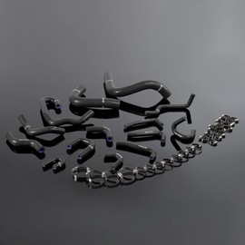 PIT66 Silicone Radiator Hose Kit,Compatible with 1990-1995 Toyota Pickup 3.0L V6 Black with Clamps