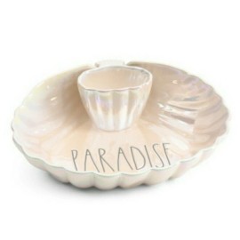 Rae Dunn New Rae Dunn “Paradise" 13" Ceramic Shrimp Serving Platter with Dip, Iridescent