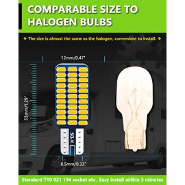 UNXMRFF - Super Bright Natural Warm White T10 921 922 912 LED Bulb for 12V RV Ceiling Dome Light/RV Interior Lighting/Travel Trailer/Camper/Boat (Pack of 20)