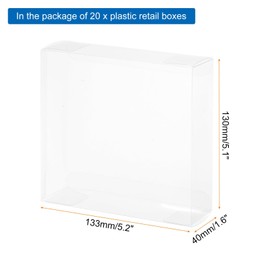 MECCANIXITY Plastic Retail Boxes 1.6"x5.2"x5.1" (40x133x130 mm) Gift Box with Protecting Film for Candy, Cookies, Christmas, Wedding, Party Wrapping Clear Pack of 20