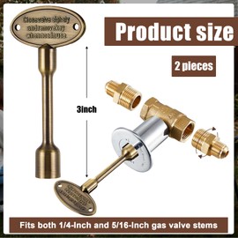 Tondiamo 2 Pcs Universal Gas Valve Key Fireplace Key for Gas Fire Pits Polished Brass Replacement Gas Key for Outdoor Gas Fireplace Fits Both 1/4-inch and 5/16-inch Turn Ball (Bronze Color,3 Inch)