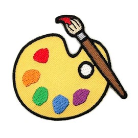Artist Paint Palette Iron On Patch - Embroidered Paint Brush Applique Appliques Iron On Sew On Patches for Holes, Clothing, Jeans, Hat, Backpacks, Clothes - Drawing Patch (Size, 2.5 Inch)