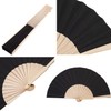 4 Pieces Wooden Folding Fan Fabric Handheld Fans Craft Decoration